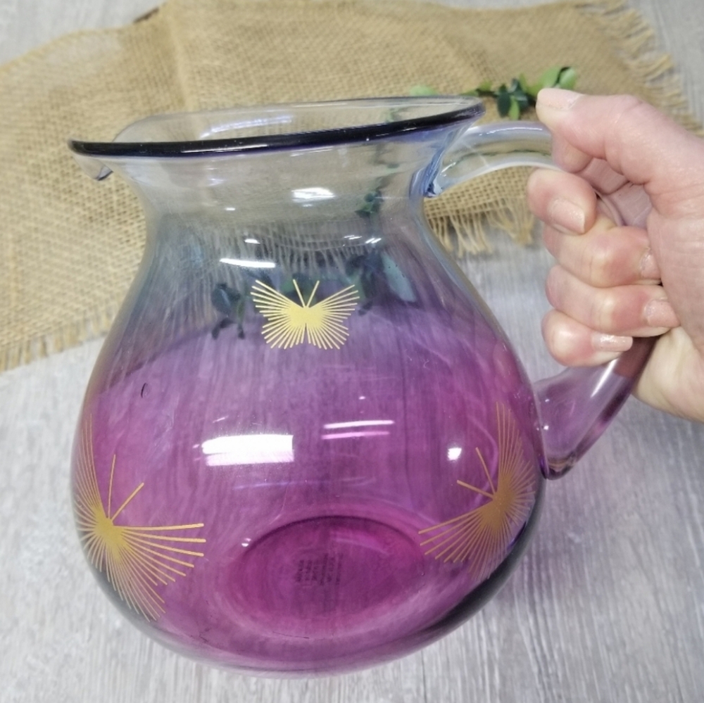 Purple ombre pitcher w/ gold butterflies
